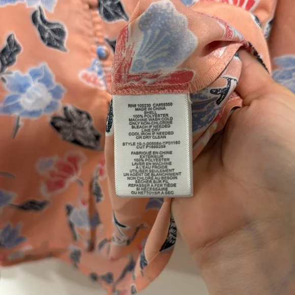 • Joie • Women’s BOLONA blouse peach floral button down XS - Picture 4 of 5